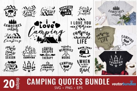 Camping Lettering Bundles Quote SVG for Crafts and Graphics