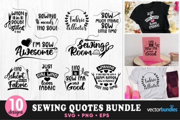 Sewing Lettering Bundles Quote SVG for Crafts and Graphics